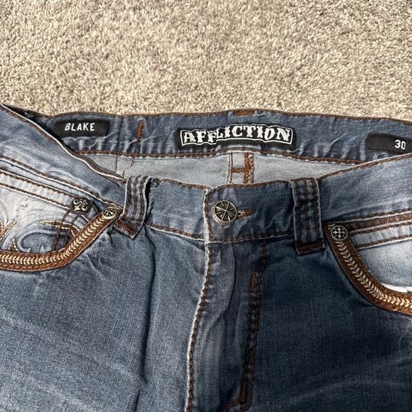 Affliction Blake Men's Blue Jeans 30 inseam 28” vintage Y2K - Picture 2 of 5